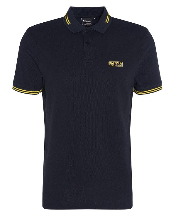 Barbour Essential Polo Shirt Black/Yellow | BABO88095