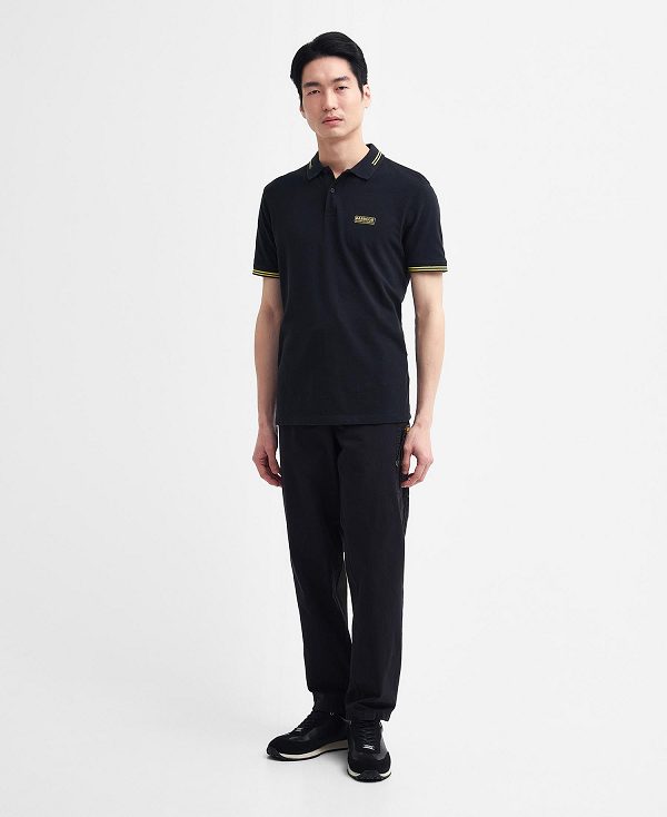 Barbour Essential Polo Shirt Black/Yellow | BABO88095