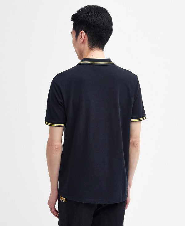 Barbour Essential Polo Shirt Black/Yellow | BABO88095