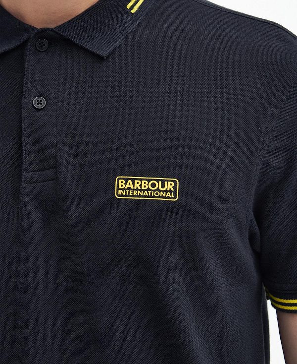 Barbour Essential Polo Shirt Black/Yellow | BABO88095