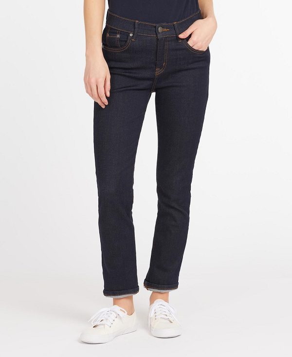 Barbour Essential Slim Jeans Worn Blue | BABO89816