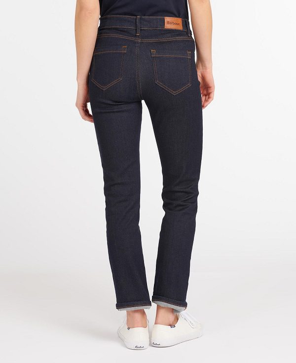 Barbour Essential Slim Jeans Worn Blue | BABO89816