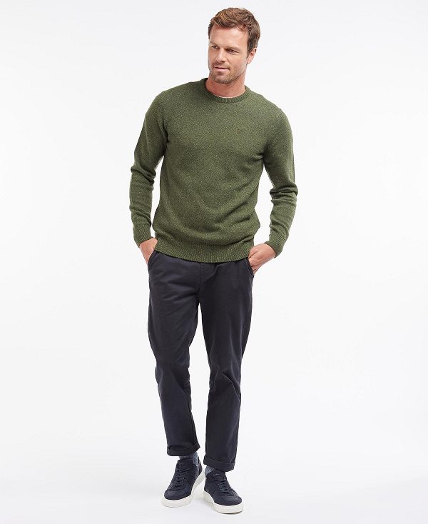 Barbour Essential Tisbury Crew-neck Sweatshirt Olive | BABO88548