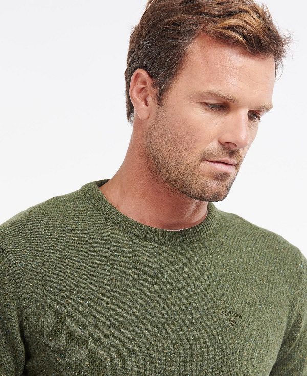 Barbour Essential Tisbury Crew-neck Sweatshirt Olive | BABO88548