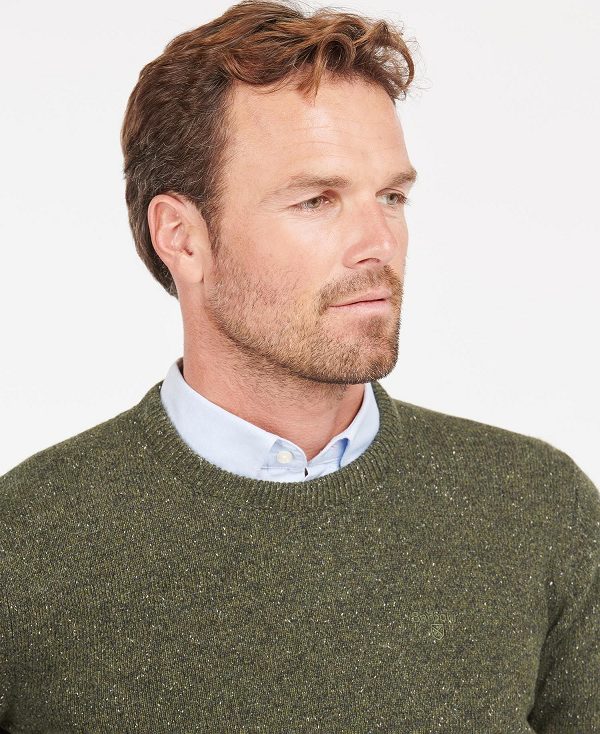 Barbour Essential Tisbury Crew-neck Sweatshirt Dk Seaweed | BABO88584