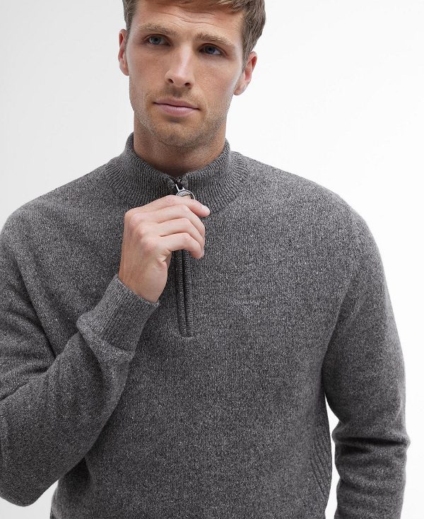 Barbour Essential Tisbury Half Zip Sweatshirt Grey | BABO88512