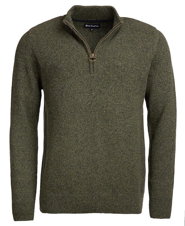 Barbour Essential Tisbury Half Zip Sweatshirt Olive | BABO88575