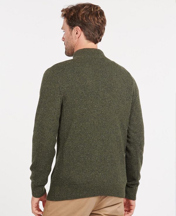 Barbour Essential Tisbury Half Zip Sweatshirt Olive | BABO88575