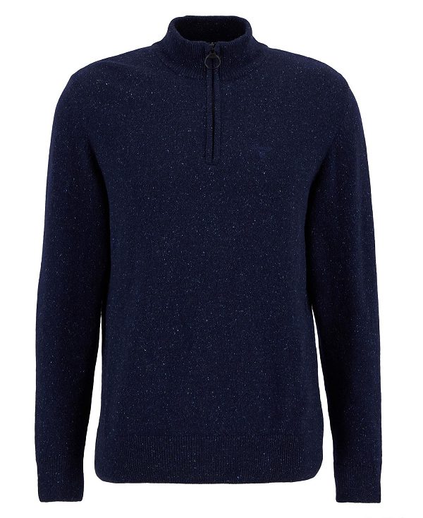 Barbour Essential Tisbury Half Zip Sweatshirt Navy | BABO88586