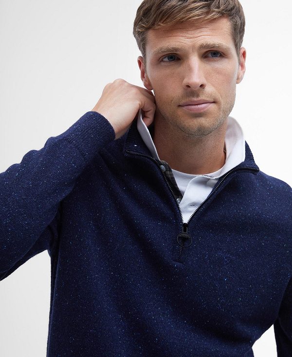 Barbour Essential Tisbury Half Zip Sweatshirt Navy | BABO88586