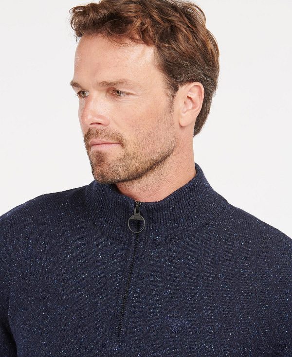 Barbour Essential Tisbury Half Zip Sweatshirt Navy | BABO88586