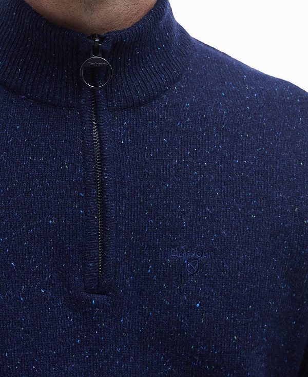 Barbour Essential Tisbury Half Zip Sweatshirt Navy | BABO88586