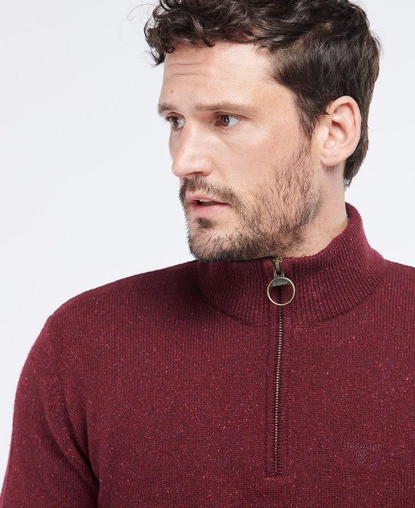 Barbour Essential Tisbury Half Zip Sweatshirt Red | BABO88588