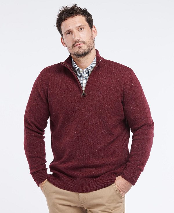 Barbour Essential Tisbury Half Zip Sweatshirt Red | BABO88588