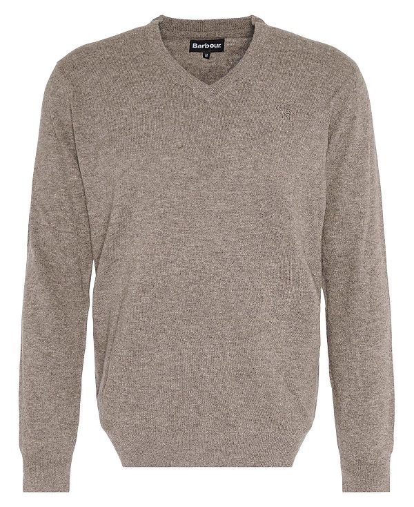 Barbour Essential V-neck Jumpers Beige | BABO88655