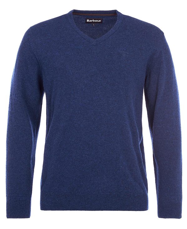 Barbour Essential V-neck Sweatshirt Deep Blue | BABO88522