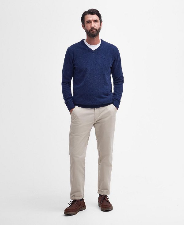 Barbour Essential V-neck Sweatshirt Deep Blue | BABO88522