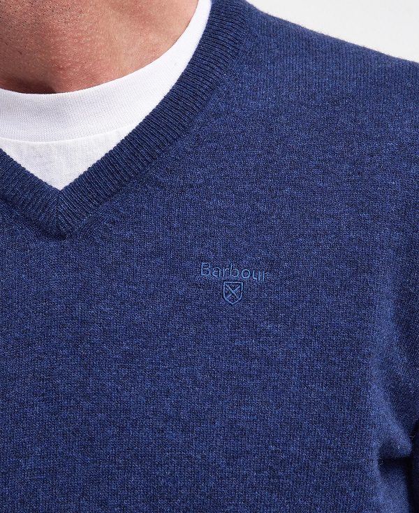 Barbour Essential V-neck Sweatshirt Deep Blue | BABO88522