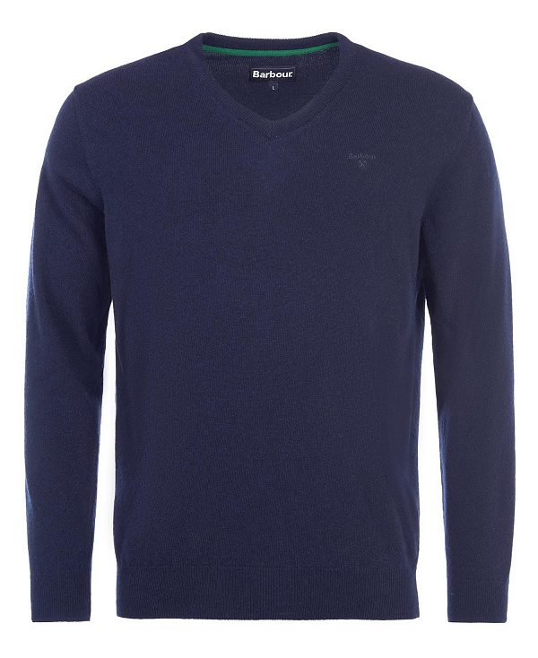 Barbour Essential V-neck Sweatshirt Navy | BABO88525