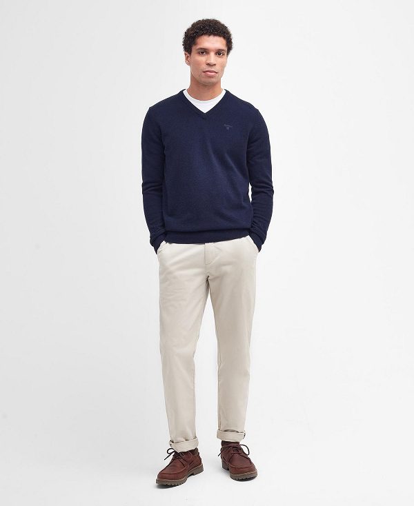 Barbour Essential V-neck Sweatshirt Navy | BABO88525