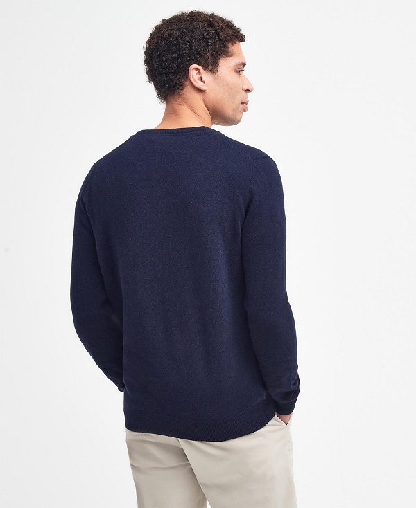 Barbour Essential V-neck Sweatshirt Navy | BABO88525