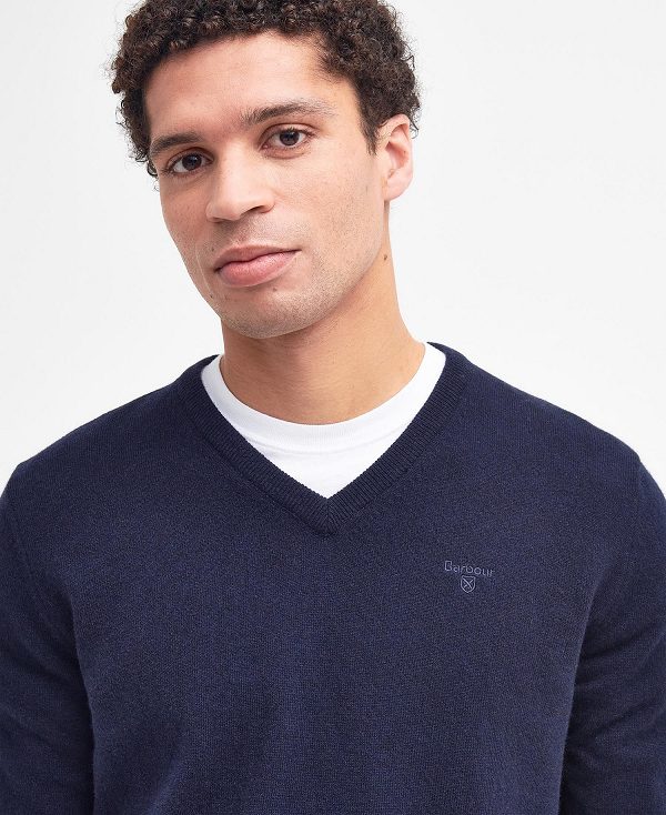 Barbour Essential V-neck Sweatshirt Navy | BABO88525