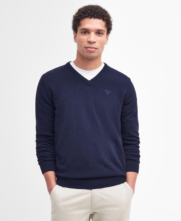 Barbour Essential V-neck Sweatshirt Navy | BABO88525