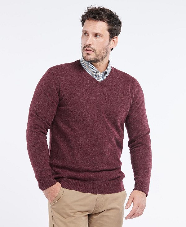 Barbour Essential V-neck Sweatshirt Red | BABO88517