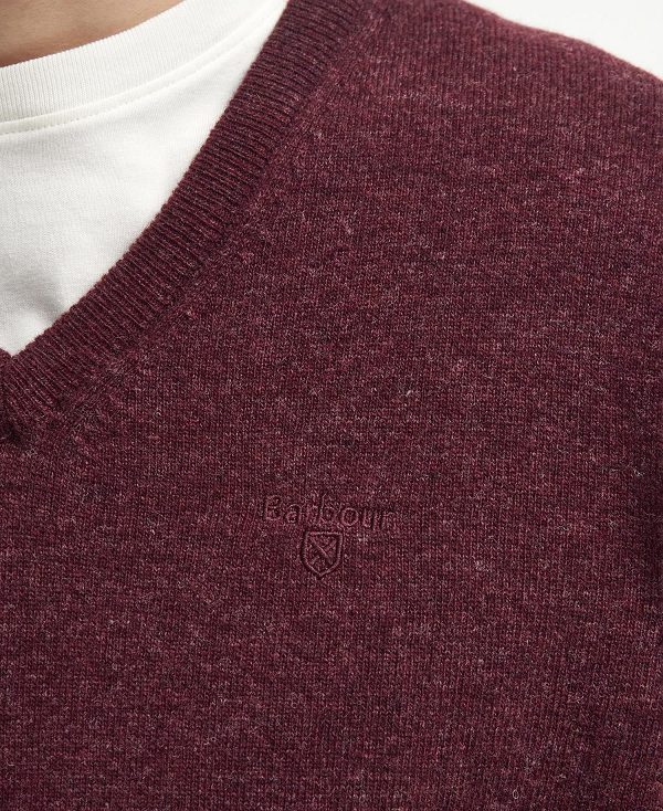 Barbour Essential V-neck Sweatshirt Red | BABO88517