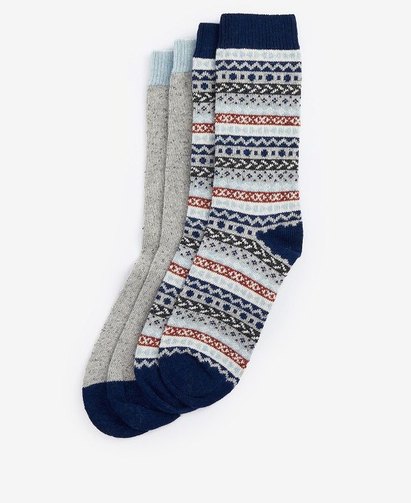 Barbour Fairisle Socks (Set Of 2) Green Loch Mix | BABO89143