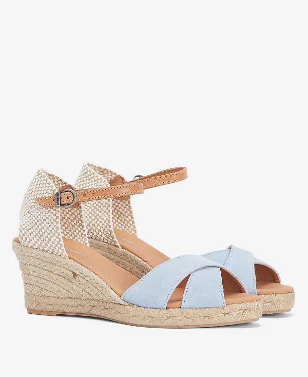 Barbour Falmouth Wedged Sandals Blue Mist | BABO89902