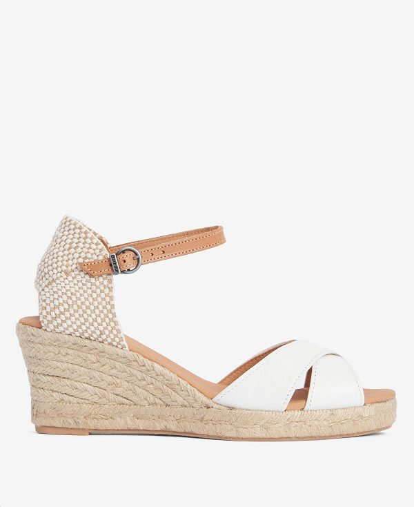 Barbour Falmouth Wedged Sandals Classic White | BABO89901