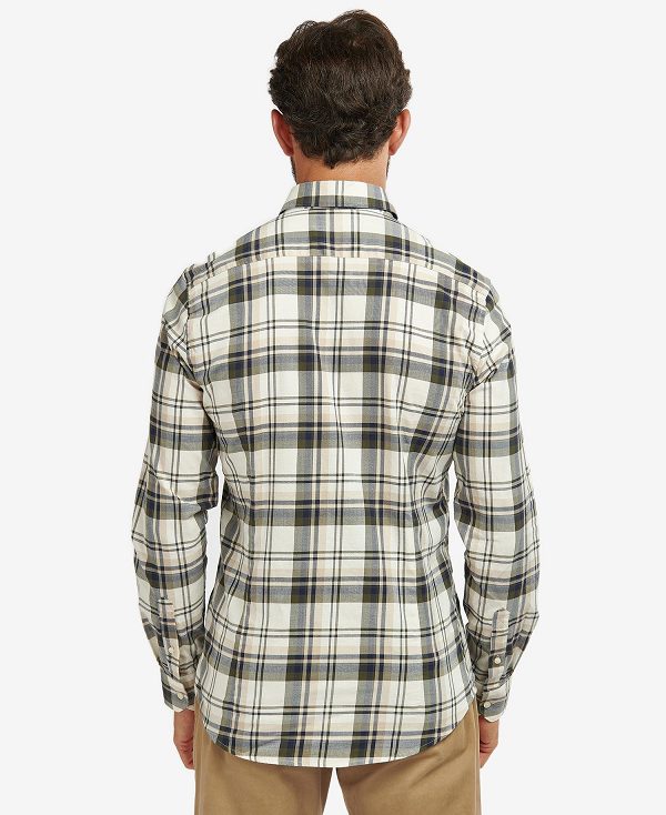 Barbour Falstone Tailored Long-sleeved Checked Shirt Stone | BABO87614