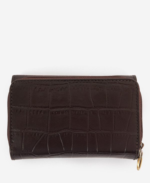 Barbour Faux Croc French Purse Classic Black Cherry | BABO89956