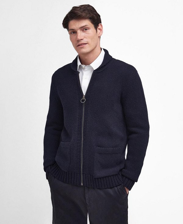 Barbour Felton Zip-up Jumper Navy | BABO88598