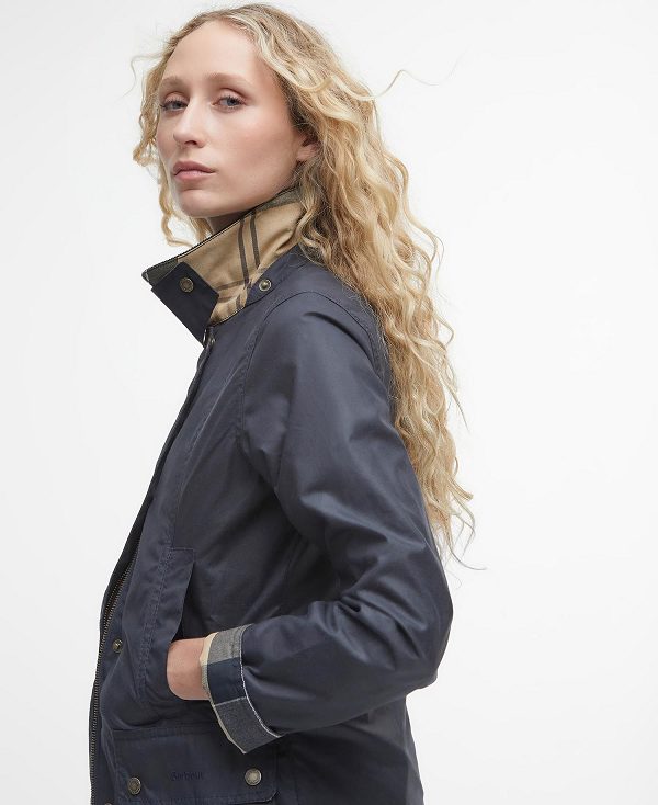 Barbour Fiddich Wax Jacket Navy/Dress | BABO89219