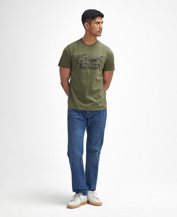 Barbour Field Dog Graphic T-shirt Green | BABO88389