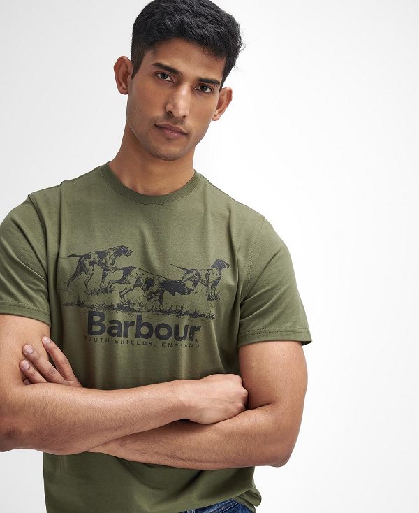 Barbour Field Dog Graphic T-shirt Green | BABO88389