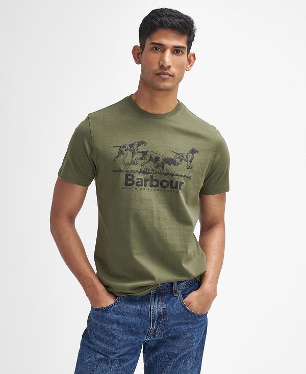 Barbour Field Dog Graphic T-shirt Green | BABO88389