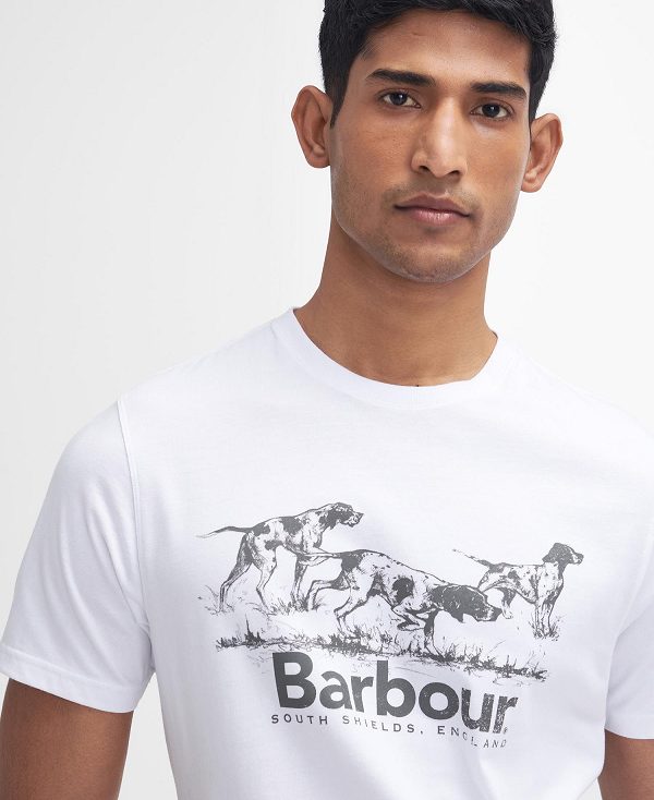 Barbour Field Dog Graphic T-shirt White | BABO88387