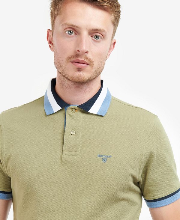 Barbour Finkle Polo Shirt Bleached Olive | BABO88020