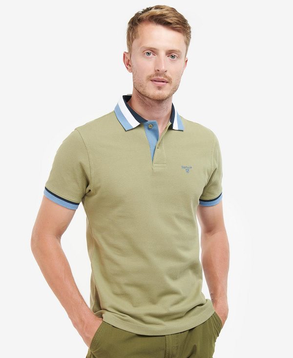 Barbour Finkle Polo Shirt Bleached Olive | BABO88020