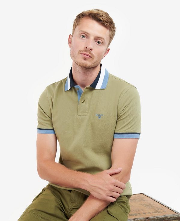 Barbour Finkle Polo Shirt Bleached Olive | BABO88020