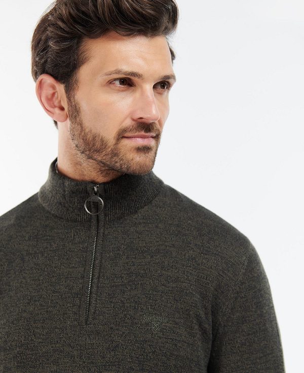 Barbour Firle Half Zip Sweatshirt Olive Marl | BABO88560