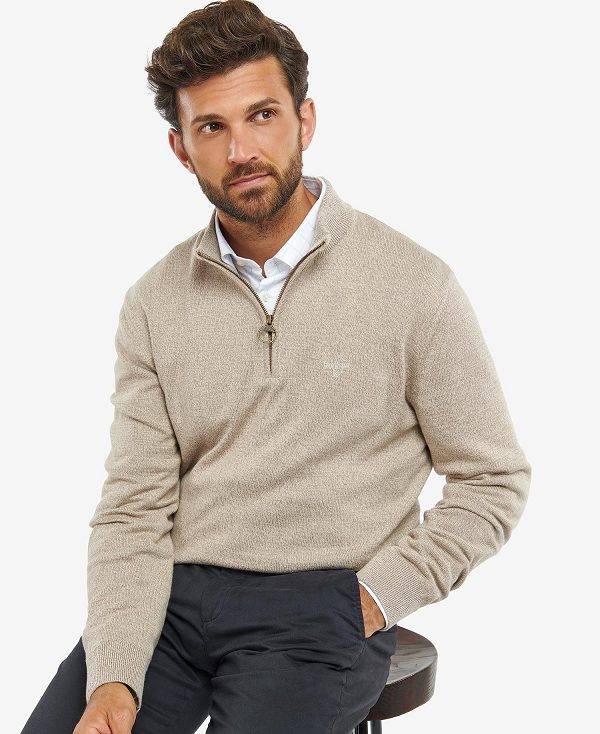 Barbour Firle Half-zip Sweatshirt Stone Marl | BABO88504