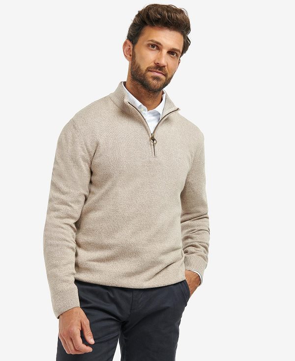 Barbour Firle Half-zip Sweatshirt Stone Marl | BABO88504