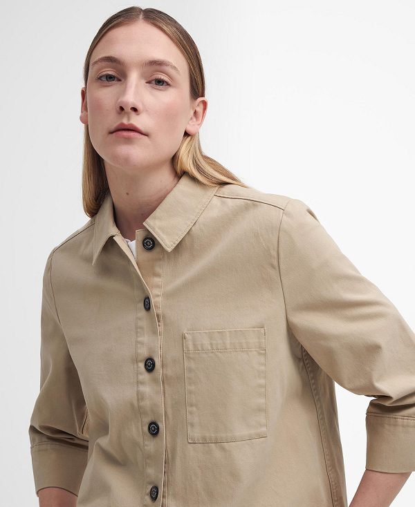 Barbour Fleur Boxy Shirt White Pepper | BABO89517