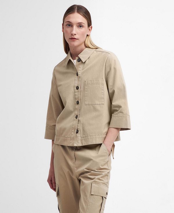 Barbour Fleur Boxy Shirt White Pepper | BABO89517