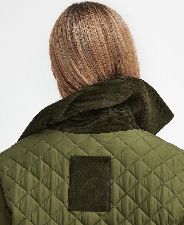 Barbour Fleur Quilted Jacket Dark Moss/Light Sand | BABO89350