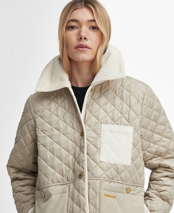 Barbour Fleur Quilted Jacket Light Sand/Blanc | BABO89374